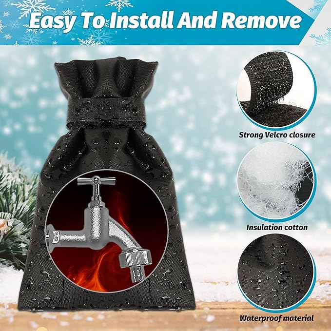 Outdoor Faucet Covers for Winter 8 Pack Freeze Protection,Insulated Anti-Freeze Waterproof Material Reusable Faucet Cover Socks for Various Faucet Spigot,Pipe,Garden Hose Bib