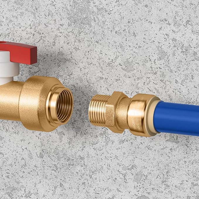 HQMPC Push Fit PEX Fittings Straight Coupling 3/4"NPT, Push-to-Connect Copper, CPVC Brass Plumbing Fittings (2PCS))