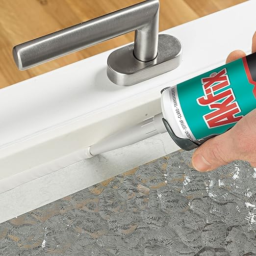 Akfix 100E RTV White Silicone Caulk (12x10.1 fl.oz.) - 100% Waterproof Silicone Sealant for Kitchen and Bathroom, Shower, Toilet, Sink, Window and Door, No Yellowing | White, 12 Pack