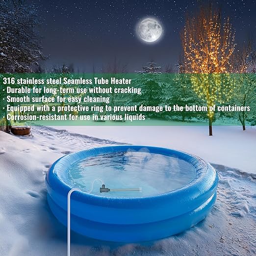 3500W 240V Fully Submersible Water Heater for Hot Tub & Above Ground Pool – Portable Immersion Electric Heater with Wifi Timer & Temp Control for Inflatable Pool, Baptism pool & Bathtub