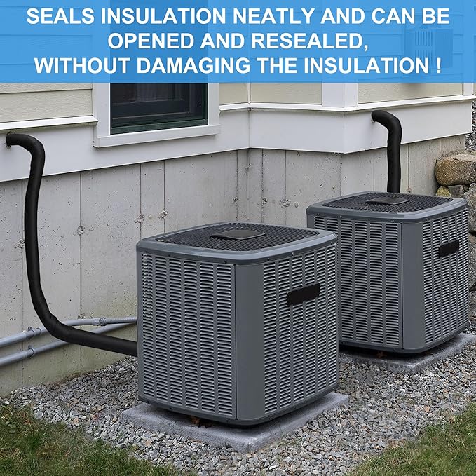 ‌HVAC Copper Pipe Insulation Cover - 600D Oxford Fabric AC Line Insulation Sleeve Outdoor AC Pipe Insulation Cover for Central Air Conditioner & Mini Splits, Flexible & Weatherproof, Black 72"x10.2"