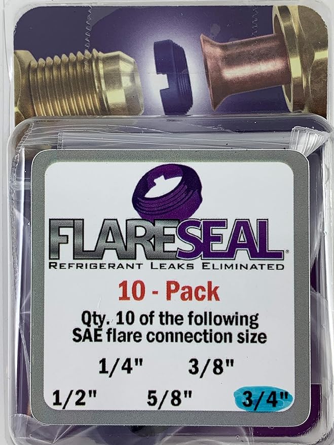 3/4" - 10 Pack - FS12-10PK Leak Free SAE Flare Connections - Refrigeration, HVAC, Ductless, Schrader Valve or Mini Split Applications (3/4", 10 Pack)