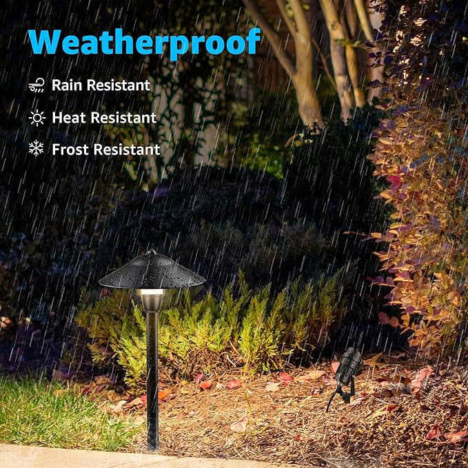 SUNVIE LED Low Voltage Landscape Lighting 12V Landscape Lighting Kit with Connectors, Low Voltage Pathway Lights with Spotlights Aluminum Pathway Lights Wired Waterproof for Patio Yard Garden, 12 Pack