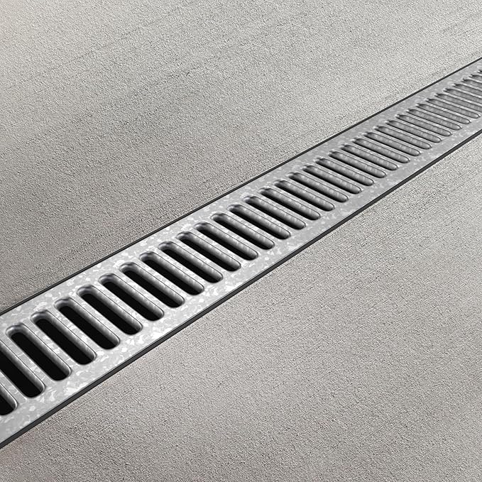 Vodaland - 3 Inch Easy 1 Premium Trench Drain Channel - Galvanized Stamped Steel Grating (5)