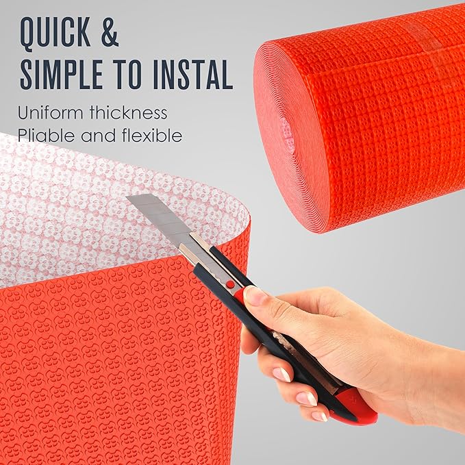 Houseables Uncoupling Membrane, Tile Underlayment, Tile Membrane, Flooring Underlayment, for Floor, Decoupling, Anti Fracture, Waterproof, Anti Crack, Vapor, 1/8" Thick, 3.3 ft x 53.5 ft / 175 Sq Ft