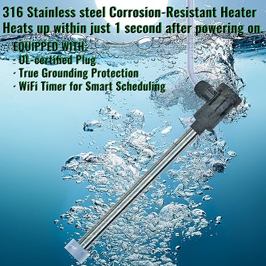 3500W 240V Fully Submersible Water Heater for Hot Tub & Above Ground Pool – Portable Immersion Electric Heater with Wifi Timer & Temp Control for Inflatable Pool, Baptism pool & Bathtub