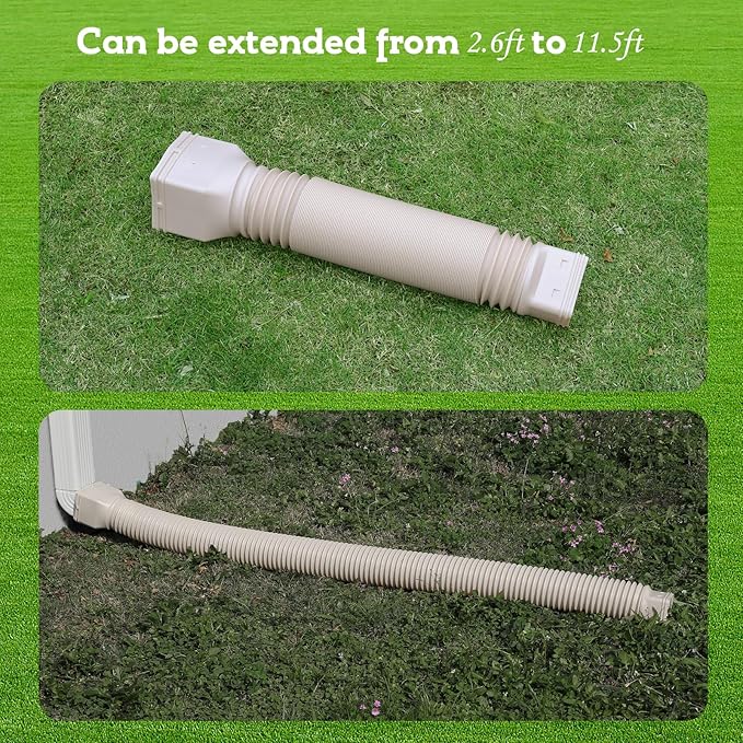 11.5ft Long Gutter Downspout Extensions Flexible, Drain Downspout Extender, Down Spout Drain Extender for Rainwater Drainage, Extendable from 2.6ft to 11.5ft(2Pack, Limestone)