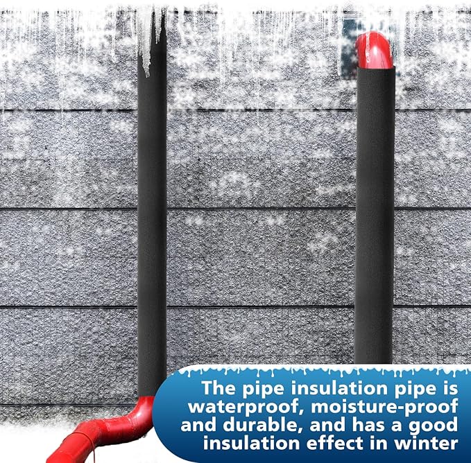 Pangda 4 Pcs 6 ft Pipe Insulation Foam Tube 1 1/4 Inch ID Foam Tubing Black Cover Heat Preservation for Outdoor Water Pipe Insulation,AC Unit, Guitar Stands, Exercise Machine Handle and Roof Rack