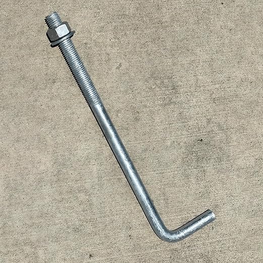Sandbaggy 3/4" x 14" Threaded Concrete Anchor L-Bolts (Nuts & Washers Included) - Hot Dipped Galvanized - Sill Plate, Base Plate, Masonry, Wood, Cement Anchors, J Bolt (60, 3/4" x 14")