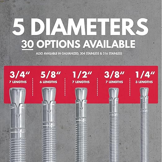 1/2" x 2-3/4" Zinc-Plated Wedge Anchors for Concrete and Cement | Heavy-Duty 1/2 Concrete Anchor Bolts (Box of 50)