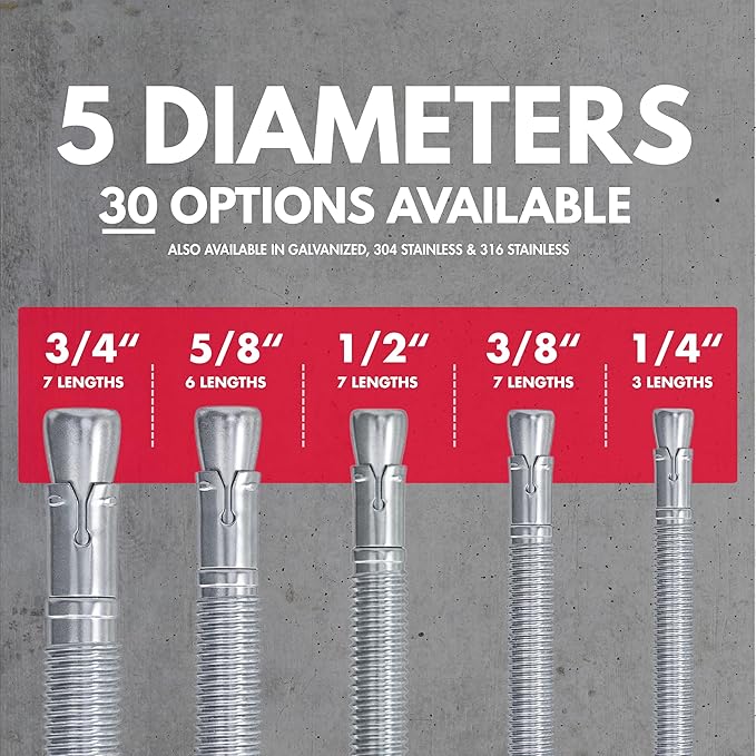 3/8" x 3-1/2" Zinc-Plated Wedge Anchors for Concrete and Cement | Heavy-Duty 3/8 Concrete Anchors (Box of 50)