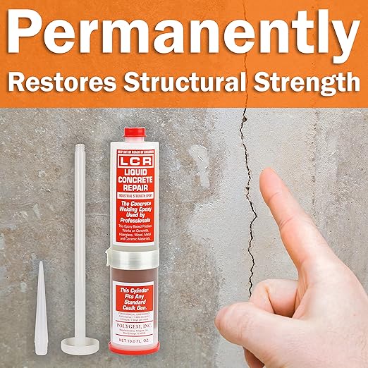 LCR Injection Epoxy Part A Resin and Part B Hardener with 7 Injection Ports for Repair of Concrete Foundation Cracks, Use LCR Repair Paste for Vertical Cracks or Alone on Horizontal Surfaces