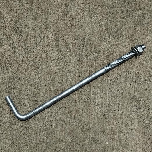 Sandbaggy 3/4" x 18" Threaded Concrete Anchor L-Bolts (Nuts & Washers Included) - Hot Dipped Galvanized - Sill Plate, Base Plate, Masonry, Wood, Cement Anchors, J Bolt (20, 3/4" x 18")