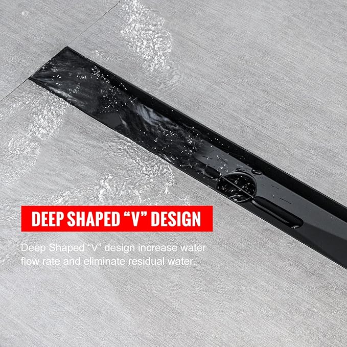 SaniteModar Linear Shower Drain, Black Linear Drain 36 inch with Flat and Tile Insert 2 in 1 Panel, AISI 304 Stainless Steel Black Shower Floor Dain with Hair Strainer and Leveling Feet