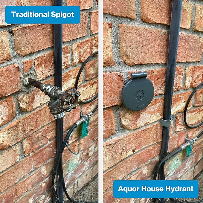 Aquor House Hydrant V1+ Frost Free Outdoor Faucet, Anti Siphon Valve with Quick Connect, Frost Proof Flush Wall Hose Bib, 10 inch Stem, 11-3/4 inch Install Depth, Slate Gray