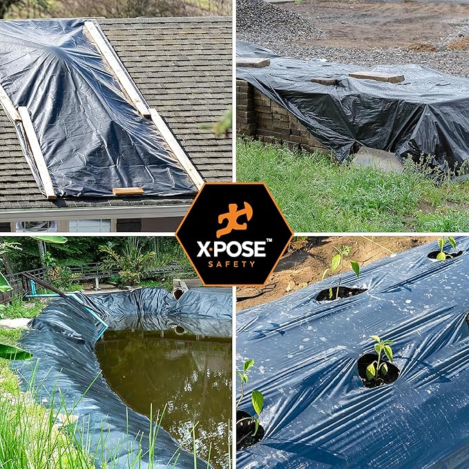 Xpose Safety Black Plastic Sheeting (Bulk Half Pallet 25 Pack) – 20' x 100' Rolls – Heavy Duty 5.2 Mil Poly Sheet – Waterproof, Dustproof, Vapor Barrier – for Construction, Painting, Industrial Use